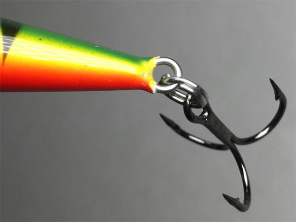 Karikko Wobbler, Länge: 11 cm, Farbe: Fire Tiger Black Head 58R, schwimmend, von Suomen Uistin The Finnish Lure Company (Jarmo Rapala)